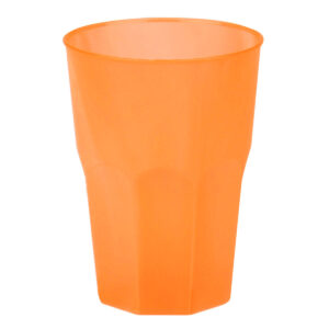 Soft Cocktail Glasses customizable with text and logo Granity light PP 420cc. Frost MID 300cc. -Orange in unbreakable plastic