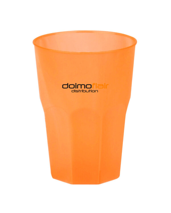 Bicchieri per aperitivo arancione in polipropilene 450cc impilabile col logo
