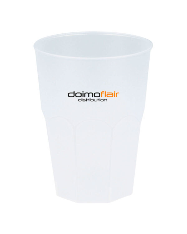 Cocktailgläser personalisierbar mit Text und Logo Granity light PP 420cc. Frost MID 300cc. -Durchsichtig Weiß in unzerbrechlichem Kunststoff