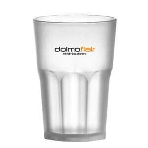 Customizable cocktail glass with text and Granity PP 400cc logo. Frost -Transparent in shatterproof plastic