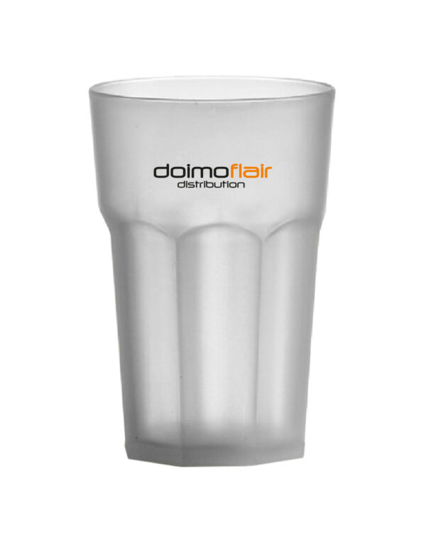 Anpassbares Cocktailglas mit Text und Granity PP 400cc Logo. Frost -Transparent aus bruchsicherem Kunststoff