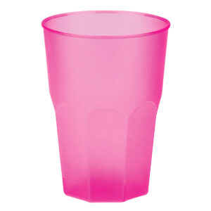 Soft Cocktail Glasses customizable with text and logo Granity light PP 420cc. Frost MID 300cc. -Pink in unbreakable plastic