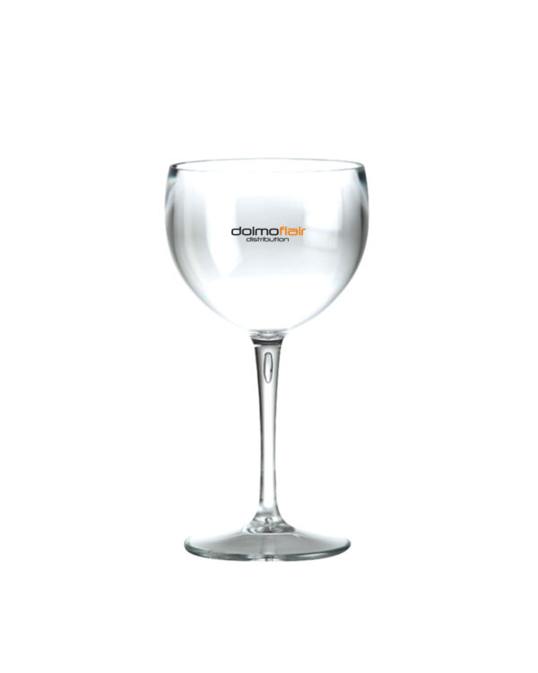 Wine glasses customizable with texts and 400cc Balloon PC logo. - transparent in unbreakable plastic