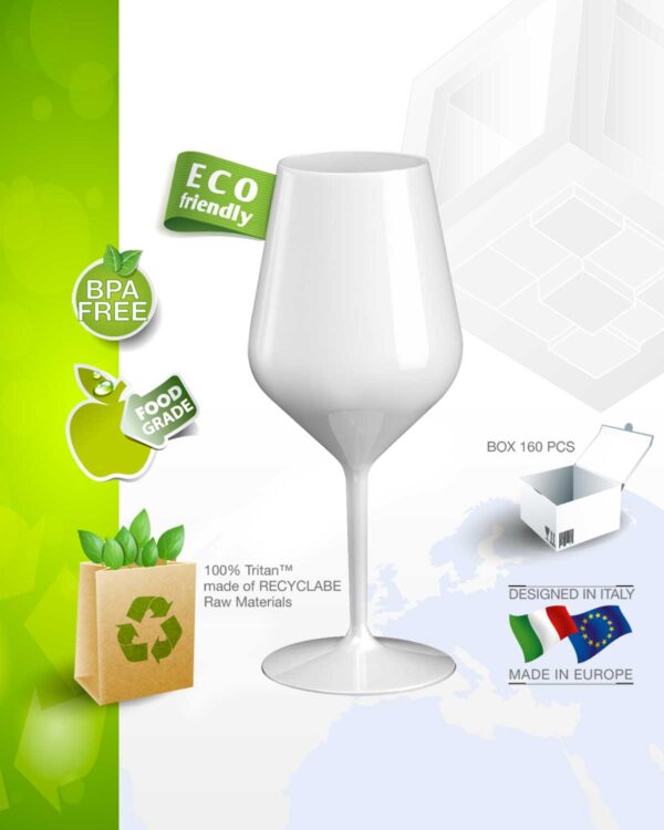 Weingläser personalisierbar mit Text und Logo Wine Cocktail TT 470cc. -Weiß aus unzerbrechlichem Kunststoff