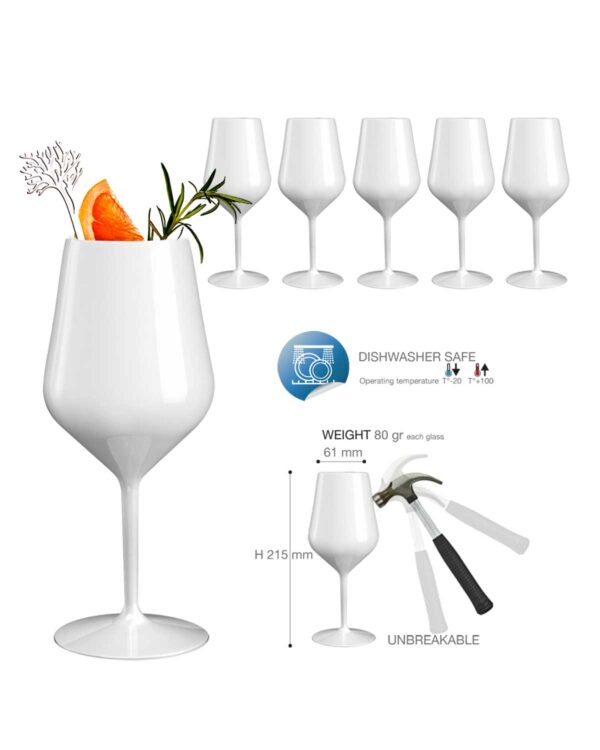 Weingläser personalisierbar mit Text und Logo Wine Cocktail TT 470cc. -Weiß aus unzerbrechlichem Kunststoff