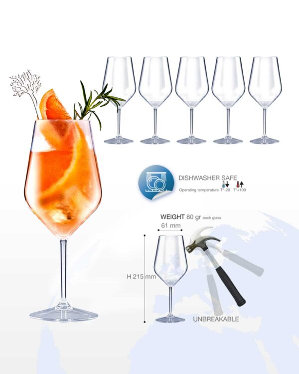 Personalisiertes Aperitifglas mit Texten und Logo Wine Cocktail TT 470cc. -Transparent aus unzerbrechlichem Kunststoff