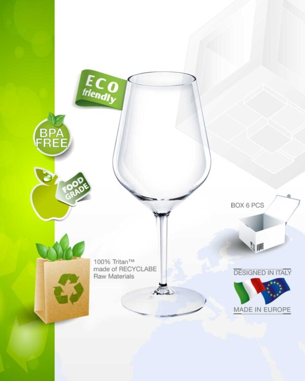 aperitif glass customizable with text and logo Wine Cocktail TT 470cc. -Transparent in unbreakable plastic