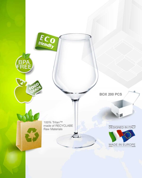 Personalisiertes Aperitifglas mit Texten und Logo Wine Cocktail TT 470cc. -Transparent aus unzerbrechlichem Kunststoff